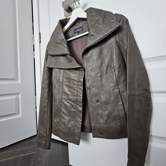 Clique Couture Jackets & Blazers - Genuine Leather Jacket Green Gray